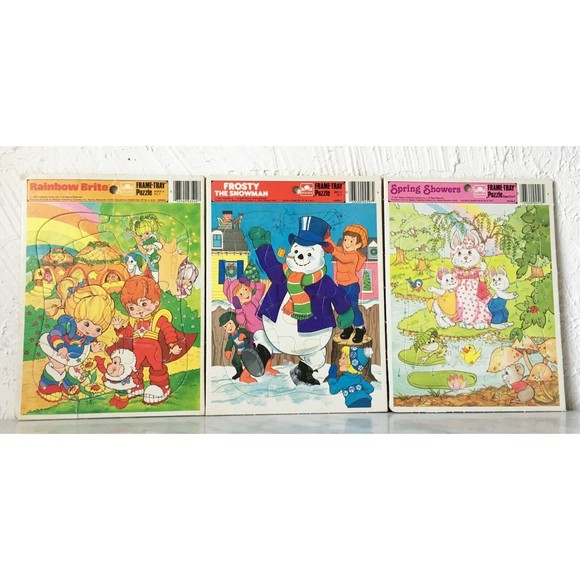 Vintage Whitman 1983 Rainbow Brite Frosty the Snowman - 3 Frame Tray Puzzles - Picture 1 of 5
